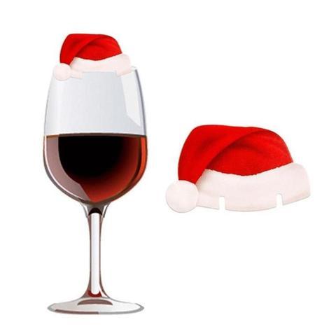 10PcsLot Paper Red Christmas Hat Wine Champagne Tipple Cup Card Christmas Party Table Decor DIY Decorations For Home