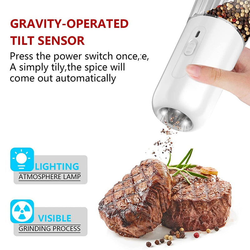 Gravity Pepper Mills Electric Salt And Pepper Grinder Adjustable Coarseness With LED Light Kitchen Gadgets - DCCOMPUTERS