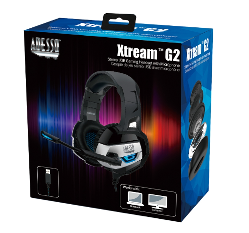 ADESSO XTREAM G2 - STEREO USB GAMING HEADSET WITH MICROPHONE - DCCOMPUTERS